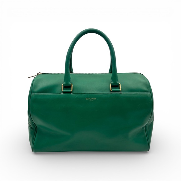 Saint Laurent Handbags - Saint Laurent Green Leather Duffle Top Handle Bag Gold Hardware